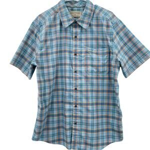 Exofficio Men’s Plaid Button Down Shirt, Sz. L Short Sleeves‎ Hiking Fishing